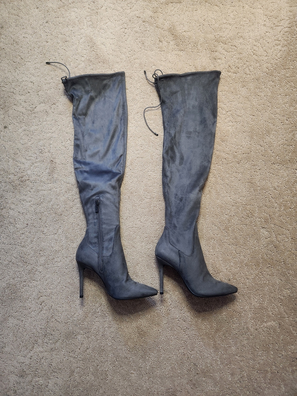 Jessica Simpson Londy Over-the-Knee Gray Suede Stiletto Boots 7.5 NWT